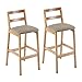 (2 Stück) Hoher Hocker, Massivholz-Barhocker Im Nordischen Stil, H71 cm, Gepolsterter Küchenstuhl Aus Baumwolle Und Leinen, Geeignet Für Zuhause/Bar/Café (Farbe: E) (A) Geeignet Für Bistros, Cafés, W