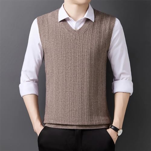 Men's V-Neck Cable Knit Vest Winter Casual Business Sleeveless Sweater Pullover Top3