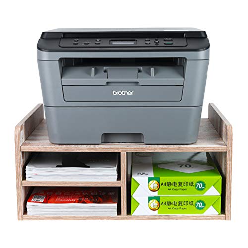 PAG Monitor Printer Stand Computer Riser with Storage Wood Desk Organizer for Home/Office, 2-Tier, Retro White