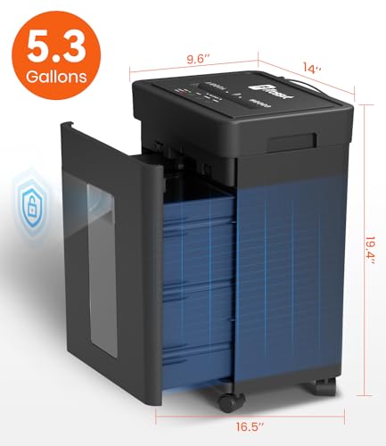 Heavy Duty Paper Shredder Micro-Cut High Security Level P-4/12 Sheets 10-Minutes Running Time/AUTO Reverse/ 5.3-Gallon Pull Out Bin, Anti-Jam & Quiet Shredder for Office Home