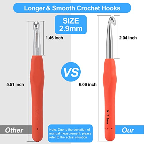 Image of Vodiye Professional Extra Long 9mm Crochet Hooks, Ergonomic Handle Set for Beginners and Experienced Lovers