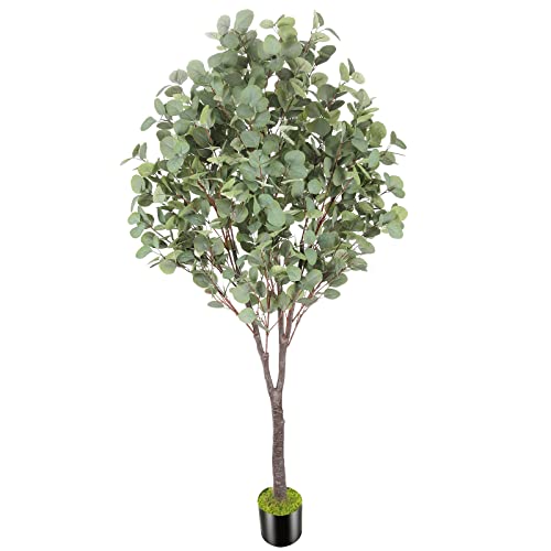 Oxllxo 6Ft Artificial Eucalyptus Tree (72In) With Plastic Nursery Pot Faux Tree, Silver Dollar Leaves Fake Plants For Office House Farmhouse Living Room Home Decor (Indoor/Outdoor) #TOP19