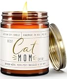 Cat Mom Gifts, Cat Gifts for Women Unique, Cat Lover Gifts for Women - 'Best Cat Mom Ever' Candle, w/Vanilla, Coconut & Vetiver I Cat Decor Themed I Cat Gifts for Cat Lovers I 50Hr Burn, USA Made