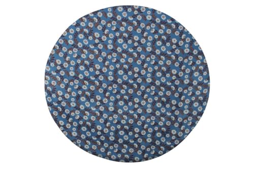 Image of The Furnishing Tree Round Elastic Fitted Center Tpoy Table Cover WxL 20x20 Inches Floral Pattern Blueish Grey
