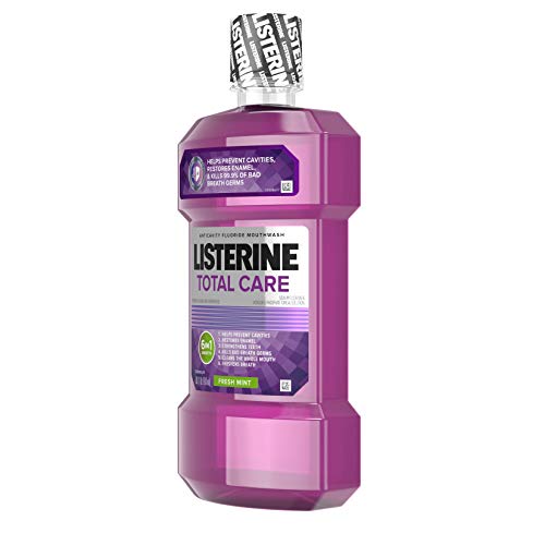 Listerine Total Care Anticavity Fluoride Mouthwash, 6 Benefit Oral Rinse Helps Kill 99% of Bad Breath Germs, Prevents Cavities, Strengthens Teeth, ADA-Accepted, Fresh Mint, 1 L
