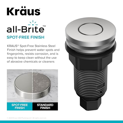 Image of KRAUS Garbage Disposal Air Switch Kit in Spot-Free Stainless Steel with Push Button, AC Adapter, Power Cord, and Air Tube Included, KWDA-200SFS