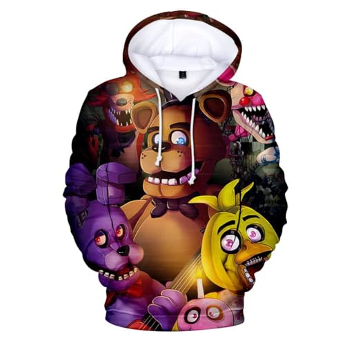 Hamender Five Nights Game Hoodies für Unsiex FNAF Pullover Hoodie Sweatshirt 3D Druck Langarm Kordelzug Hoodie mit Kängurutasche Hoodie, a, S