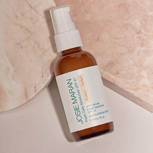 Josie Maran Daily Argan Oil Moisturizer Protect And Perfect (2Oz) - Non-Greasy Mineral Sunscreen Spf 47 With Organic Argan Oil - Natural Sun Protection Formula #TOP3