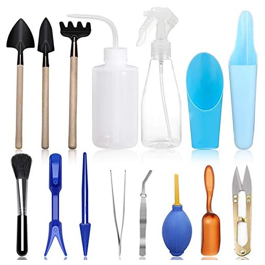 SONGZIMING 15 Pcs Succulent Plant Tools Set, Mini Garden Planting Watering Tool Kit for Succulent Miniature Gardening Plant Care