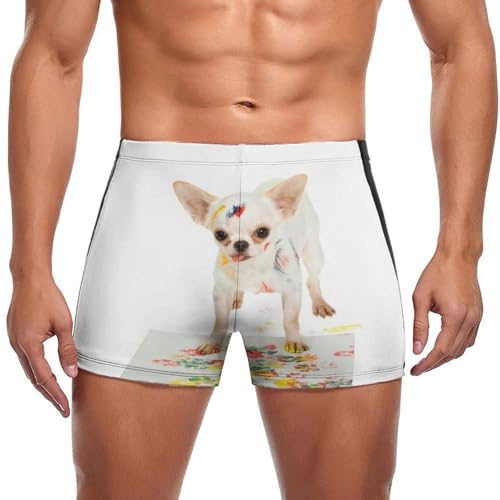 Short de bain homme peinture pour chien idéal pour les vacances à la plage et la piscine