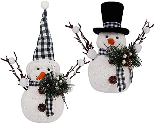winemana Christmas Table Decorations, Set of 2 Snowman with Pine Cone Twigs, Winter Tabletop Decor for Indoor Home Kitchen Fireplace Office Room Xmas Gifts Holiday Party