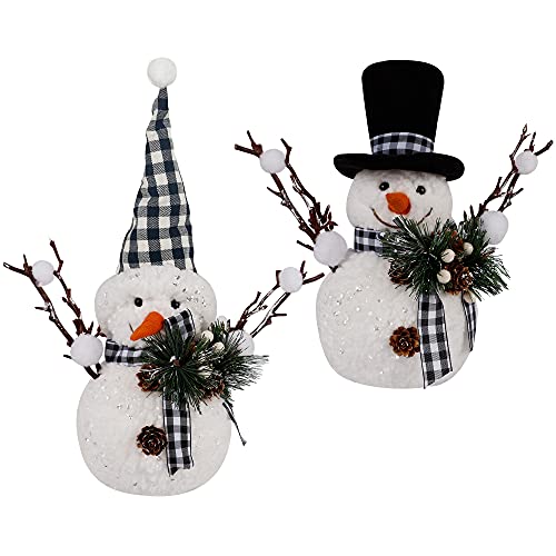 Winemana Christmas Table Decorations, Set Of 2 Snowman With Pine Cone Twigs, Winter Tabletop Decor For Indoor Home Kitchen Fireplace Office Room Xmas Gifts Holiday Party #TOP11