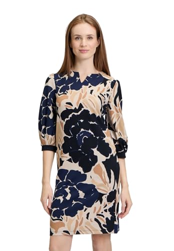 Betty Barclay Damen Jerseykleid Knielang 44, Dark Blue/Nature