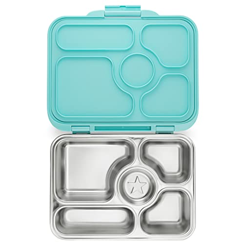 Yumbox Presto | Edelstahl Brotdose mit 5 Fächern | PERSONALISIERBAR | auslaufsicher | für Schule, Büro, Ausflug (Tulum Blue (ohne Namen)) Cover
