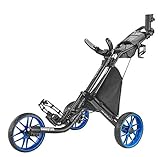 caddytek CaddyLite EZ Version 8 3 Wheel Golf Push Cart - Foldable Collapsible Lightweight Pushcart with Foot Brake - Easy to Open & Close, blue, one size