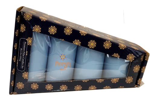 Image of Floryn Decor Pillar Candles Set of 4 | Pillar Candles for Home Decor Scented | Smokeless | Dripless (2 by 2, 2 by 3, 2 by 4, 2 by 4.5 inches) (Ocean Breeze, Paraffin Wax)