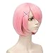 Anogol Hair Short Bob Wig Straight Cosplay For Kids With Bangs Pink Ombre Cosplay Wigs Synthetic Wig For Cosplay Party Halloween Without Hair Clip