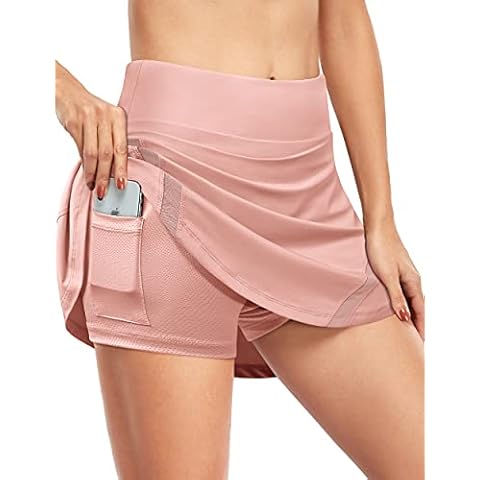 Fulbelle Women's Tennis Golf Athletic Skorts Skirts for Running with Pockets - red - Large Cover