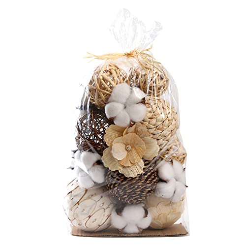 CIR OASES Boules décoratives Assorties en rotin - Boules en Osier - Boules en Coton pour Bol et Vase - Boules de Remplissage - Boules d'orbes - Remplissage de...