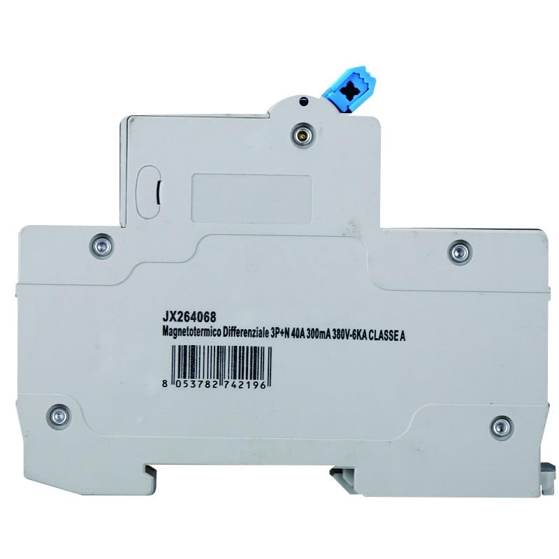 Interruttore Magnetotermico Differenziale 3P+N 40A 300mA 380V-6KA CLASSE A 300mA per Guida DIN - 4 Moduli DIN - Protezione Circuiti e Sicurezza Impianti