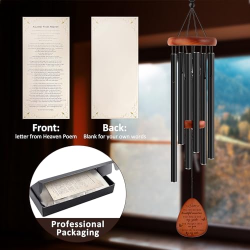 Image of Memorial Gifts for Loss of Son,Memorial Wind Chimes 25'', Loss of Son Sympathy Gifts, Home Decor Outdoor Garden, Soothing Melodic Tones with Mute Option