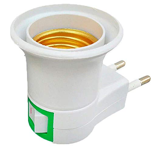 Adaptador Tomada Soquete E27 p/Lampada Bivolt Chave Liga Desliga