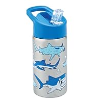Smash Stainless Steel Drink Bottle with Flip Top Lid and Straw - Shark 500ml, Blue