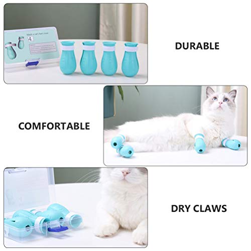 ULTECHVO Sapatos antiarranhões para pés de gato – capa de unha de borracha silicone para gatos 4 peç
