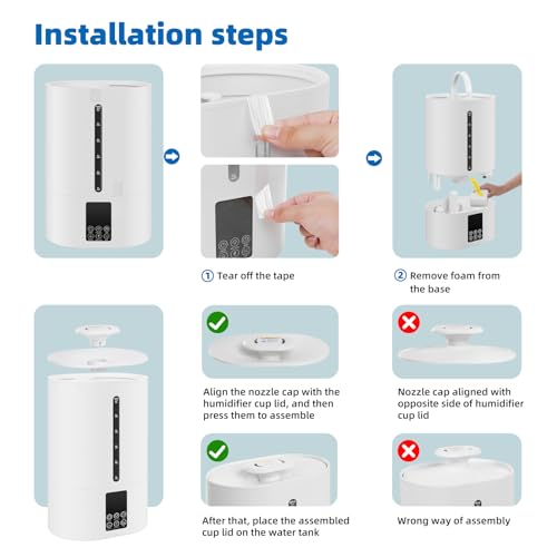 Image of 6L Humidifiers for Bedroom Large Room Home, Cool and Warm Humidifier for Baby and Plants Mist Top Fill Desk Humidifiers Essential Oil Diffuser, Quiet with Adjustable Mist,360Nozzle-White