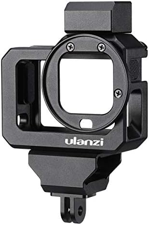 ULANZI G8-5 Aluminum Video Cage for GoPro 8, Dual Cold Shoe Mount Vlog Case Housing Shell Protective Frame Mount w 52mm Filter Adapter Charging Interface for GoPro Hero 8 Black
