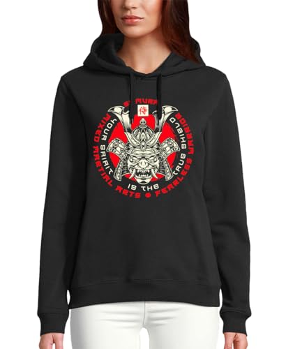 Sweat à capuche masque de samouraï MMA femme noir pour entraînement