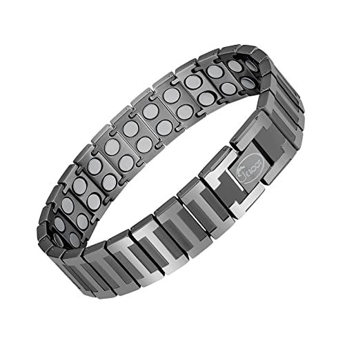 JEROOT 4000 Gauss Titan Magnetarmband,Reines Titan-Power Herren Magnetische Armbänder für Arthritis Verschluss Armband Magnet Herren Gesundheit Magnetarmband Energetix Extra Starker Magnet Cover