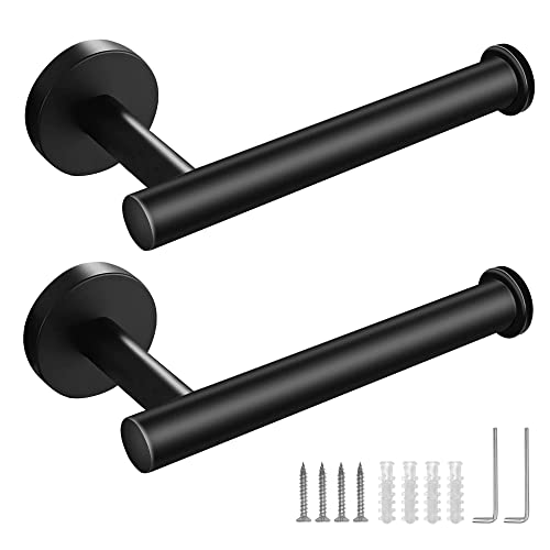 Toilet Paper Holder With Shelf, Black Toilet Paper Holder Wall Mount & 2 Pack Toilet Paper Roll Holder Waterproof Tissue Holder Dispenser, Sus 304 Stainless Steel #TOP5