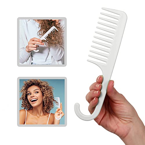 Allegro Combs #1002 Wide Tooth Comb Shower Comb With Hook For Curly Hair Wet Or Dry Detangle Women’s Combs Made In The Usa 1 Pc. (White) #TOP5