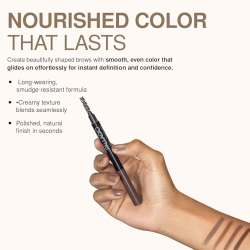 Palladio Brow Definer Retractable Pencil, Triangular Tip Fills Brows for a Natural Look, Tame and Shape Eyebrows with Spoolie Brush, Eyebrow Shaper, Buildable Light to Dark Colors, (Dark Brown) - Thumbnail 4