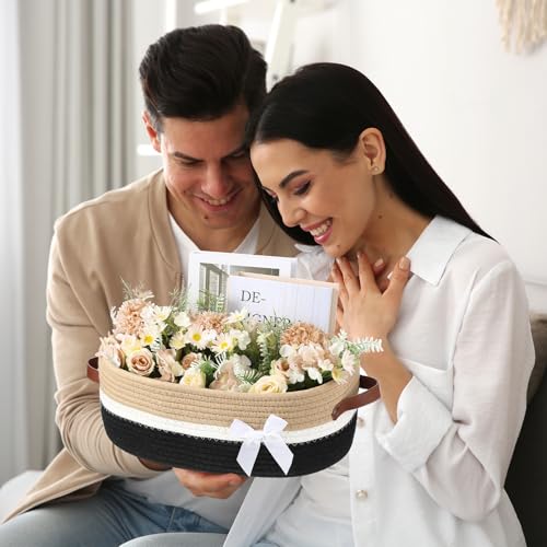 Image of Colingmill Large Woven Basket for Gifts Empty Set with Gift Bags and Ribbon Gift Baskets and Wrapping Set Storage 14 inchx 10 inchx 5.5 inch Decorative Box for Class of 2026 Graduation(Black)