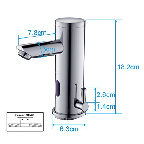 Auralum Rubinetto Automatico con Sensore ad Infrarossi Miscelatore Acqua Calda e Fredda per Lavabo Finitura Cromo