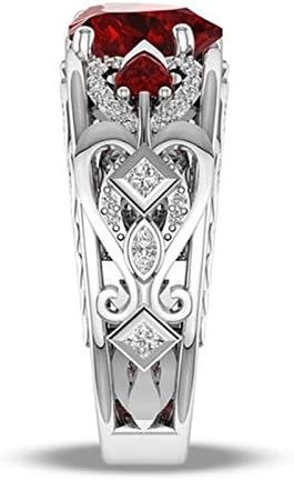 925 Sterling Silver Heart Shaped Ruby Ring Fashion Exquisite Hollow Out Design Hexagonal Red Heart Cut Gemstone Women's Elegant Banquet Jewelry-Making-Patterns - Image 4