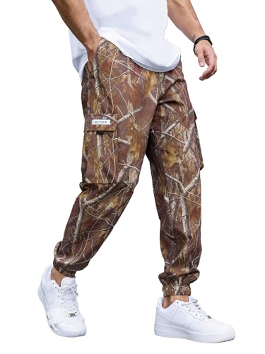 Image of JEMLDL Mens Cargo Joggers Pants Elastic Waist Drawstring with Flap Pockets Techwear Pants for Men