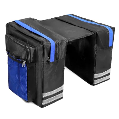 QWORK® Bike Pannier Bag, 600D PVC, Wear-Resistant with Reflective Stripe, for Bicycle Rear Rack