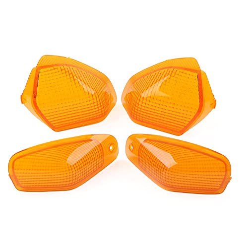Bacar Front & Rear Turn Signals Indicator Lens Cover for Kawasaki ZZR400 93-03 ZZR 600 93-08, Amber lens cover