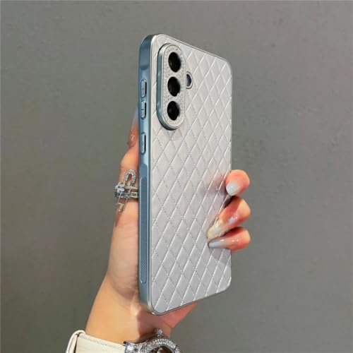 Protection Samsung A56 5G argent en cuir antichoc étui paillettes quadrillé