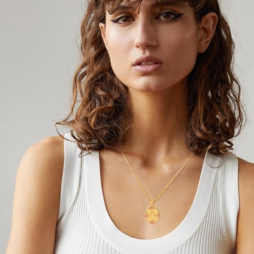 AENEAS Virgin Mary Necklace for Women Gold Filled Sterling Silver Our Lady of Guadalupe Pendant Rose Flower Miraculous Medal Jewelry Gift for Mom Wife2