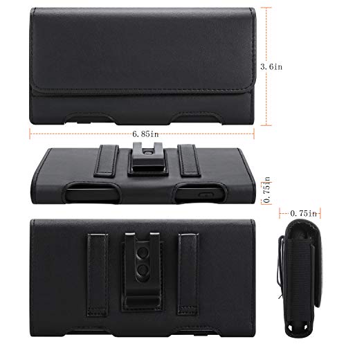 Becplt Galaxy Note 20 Ultra 5G S22 Ultra 5G Holster Case, Leather Iphone 14 Pro Max Belt Clip Holster Pouch Carrying Sleeve With Id Card Holder For Galaxy A14 A12 A42 A21S Note 10+ Note 20 9 8 (Black) #TOP4