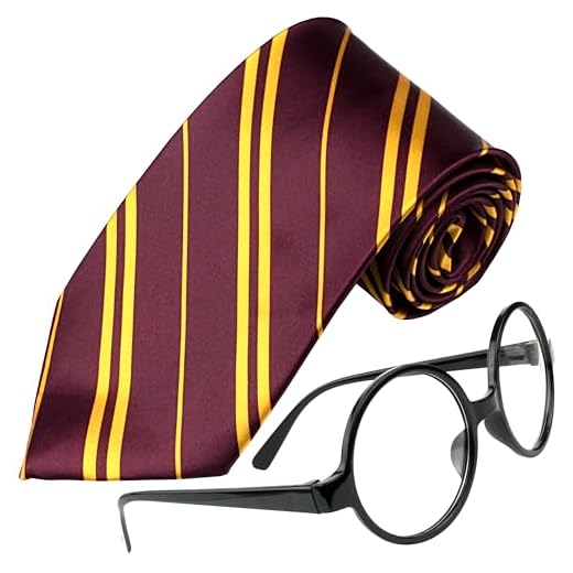 Kangaroo Harry Potter Tie and Glasses - Harry Potter Costume Accessories for Adults and Kids - Fun Halloween Costume - Wizard Griffindor Tie