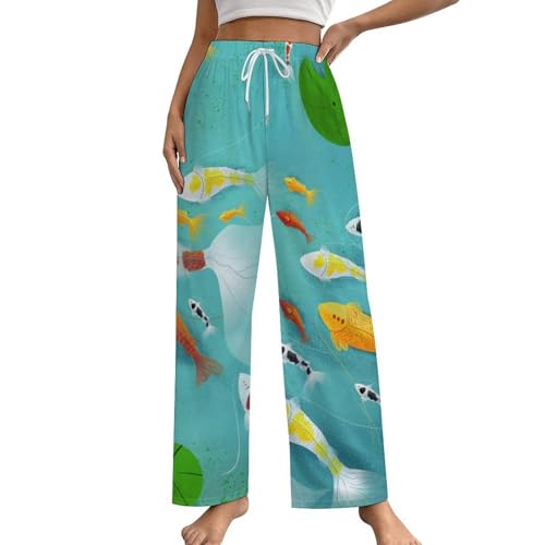 Bas de pyjama femme avec poches pantalon de nuit coupe fluide taille S