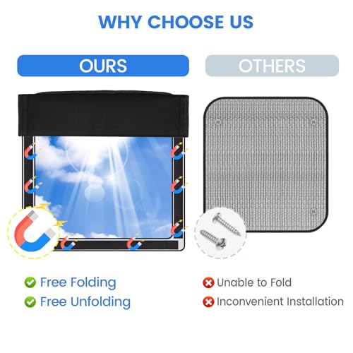 Image of funomo 2 Pcs RV Door Window Shade Cover - Magnetic RV Blackout Window Cover with UV Protection and Privacy Features 16 inch x 16 inch Foldable Magnet Design, Waterproof Fabric, Reflective Silver Coating