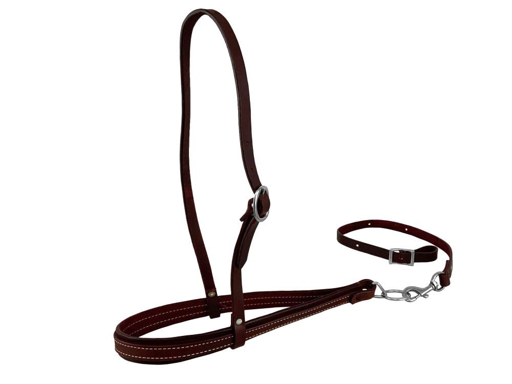 Argentina Cow Leather Adjustable Noseband and Tiedown Burgundy