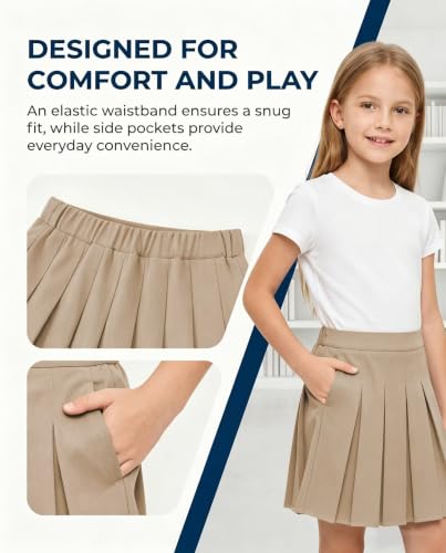 Girls Pleated Skirts School Girl Tennis Skorts Khaki Uniform Skirt Size 14 — view 4