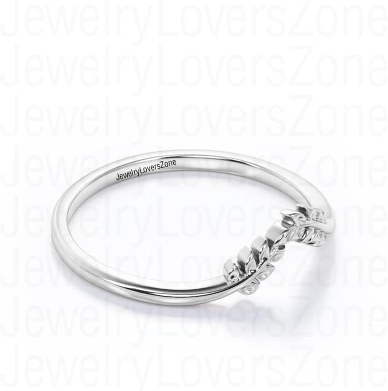 Vintage Nature-Inspired Leaf Wedding Band Solid Silver Curved Wedding Ring Elegant Botanical Design for Women – Timeless and Handmade Bridal Jewelry